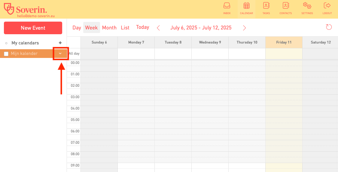 Click the arrow next to the calendar you want to share