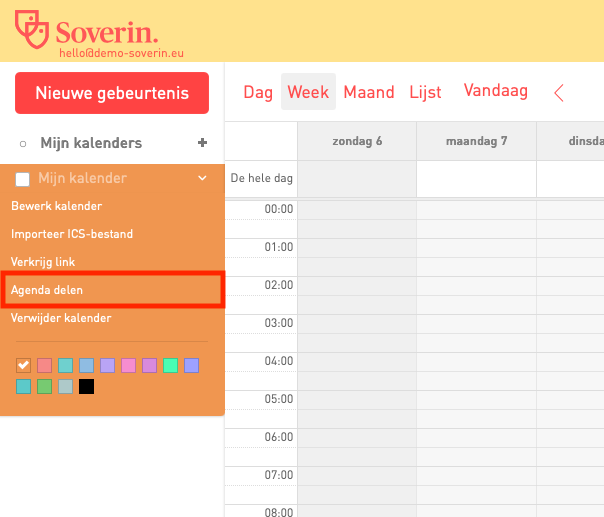 Klik op Agenda delen