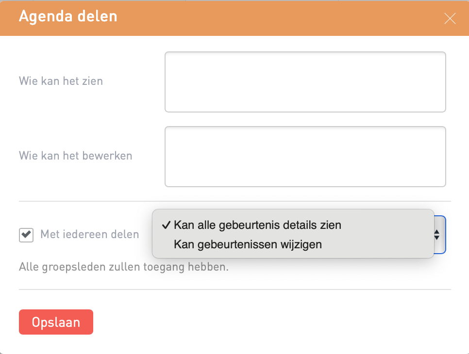 Kalender pop-upvenster